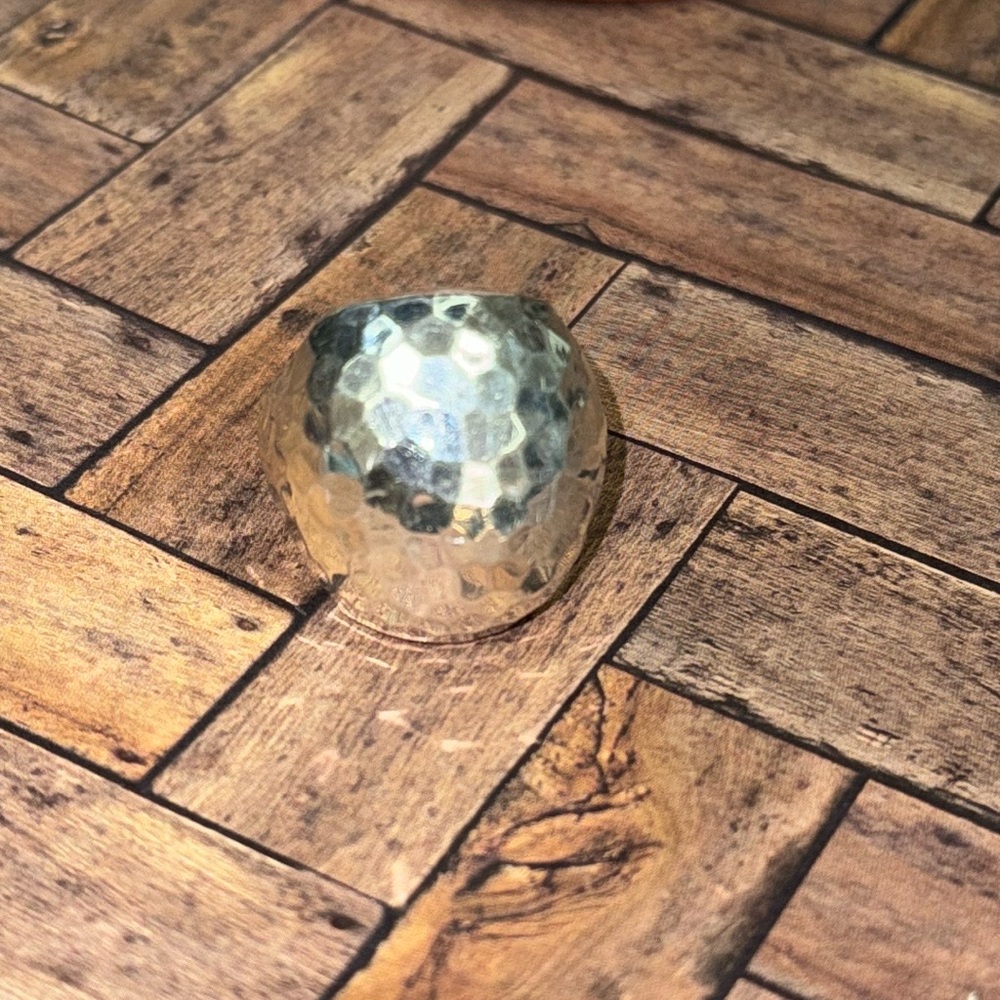 Huge Silver Hammered Ring - image 3
